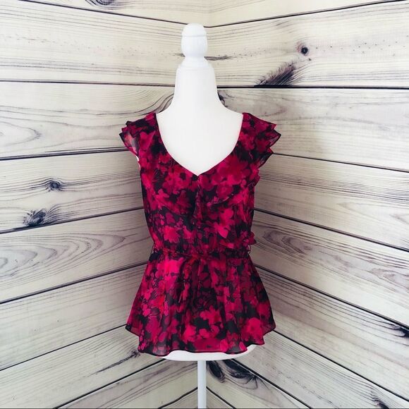 EXPRESS Floral Ruffle Tank Small - Picture 1 of 9